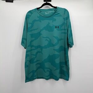 Under Armour Shirt Mens 2XL‎ Green Camo Loose Fit Short Sleeve Training 1371203